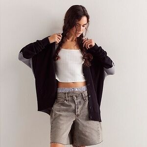 We The Free Black and Gray Drop-Shoulder Cardigan